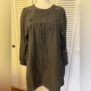 Gray mini dress with jewel details